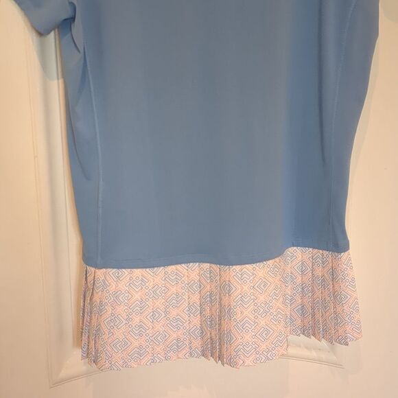 Adidas Preppy Tennis Dress Blue Button Down Polo 1 piece Athletic Flippy Skirt L - Picture 8 of 8